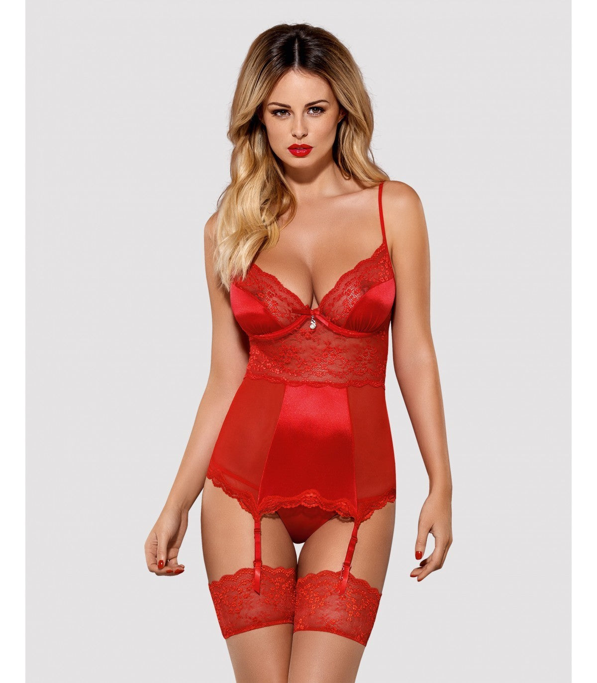 Lovica Corset & Thong 2Xl/3Xl Obsessive | Lencería Erótica de alta calidad para adultos
