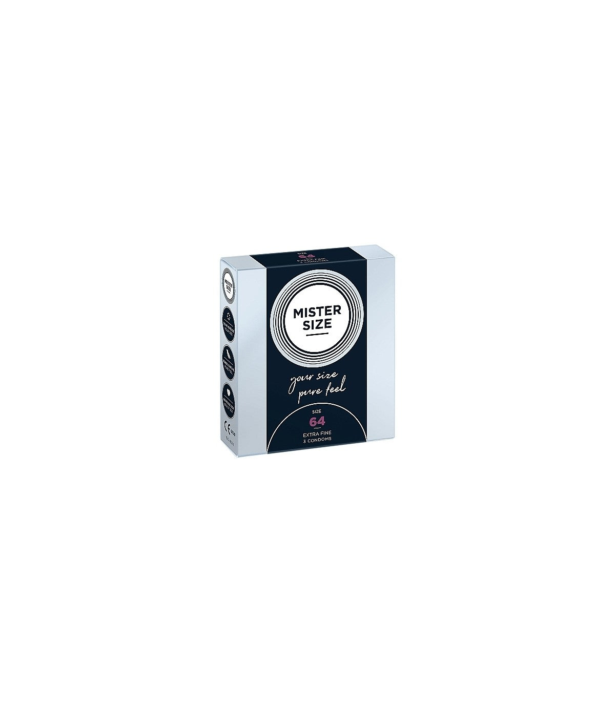 Preservativos Mister Size Preservativos Preservativos Mister Size Pure Feel Extra Fino 64 Mm 3 Uds | Protección segura y placer natural