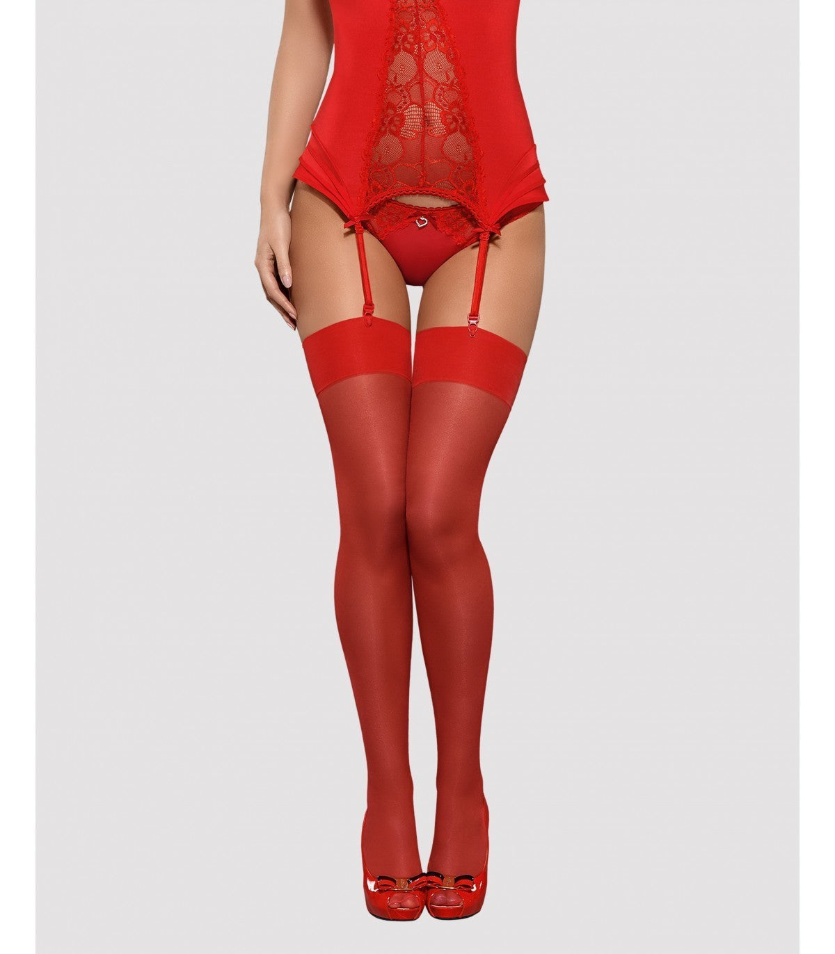 S800 Stockings Red L/Xl Obsessive | Lencería Erótica de alta calidad para adultos