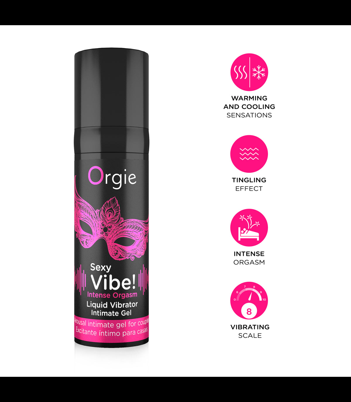 Vibrador Orgie Vibrador Líquido Sexy Vibe! Intense Orgasm 15 Ml | Potente, recargable y con múltiples ritmos