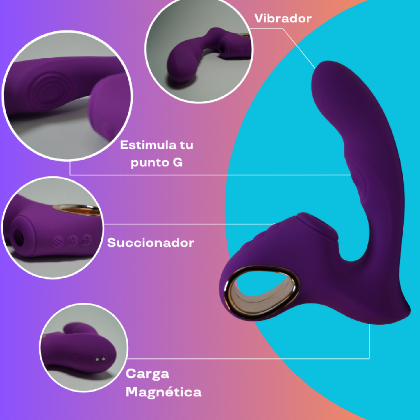 Vibrador San Pedro 3 en 1: Succión clítoris + Punto G + Consolador - GLORYA BENDITA