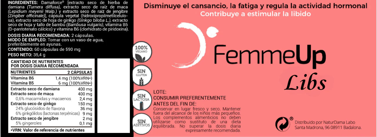 FemmeUp Libi2 - Suplemento alimenticio para apoyar el bienestar femenino - GLORYA BENDITA