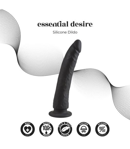 Consolador realista Virgite - Essentials Dildo Realístico E11 Negro | Textura natural y placer profundo