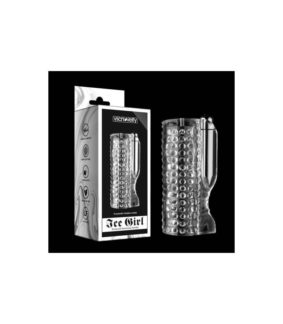 Vibrador Vscnovelty Masturbador Ice Girl Estríado C/ Vibración Claro | Potente, recargable y con múltiples ritmos