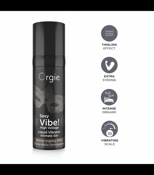 Vibrador Orgie Vibrador Líquido Sexy Vibe! High Voltage 15 Ml | Potente, recargable y con múltiples ritmos