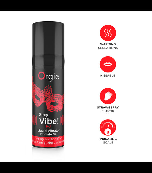 Vibrador Orgie Vibrador Líquido Sexy Vibe! Hot 15 Ml | Potente, recargable y con múltiples ritmos