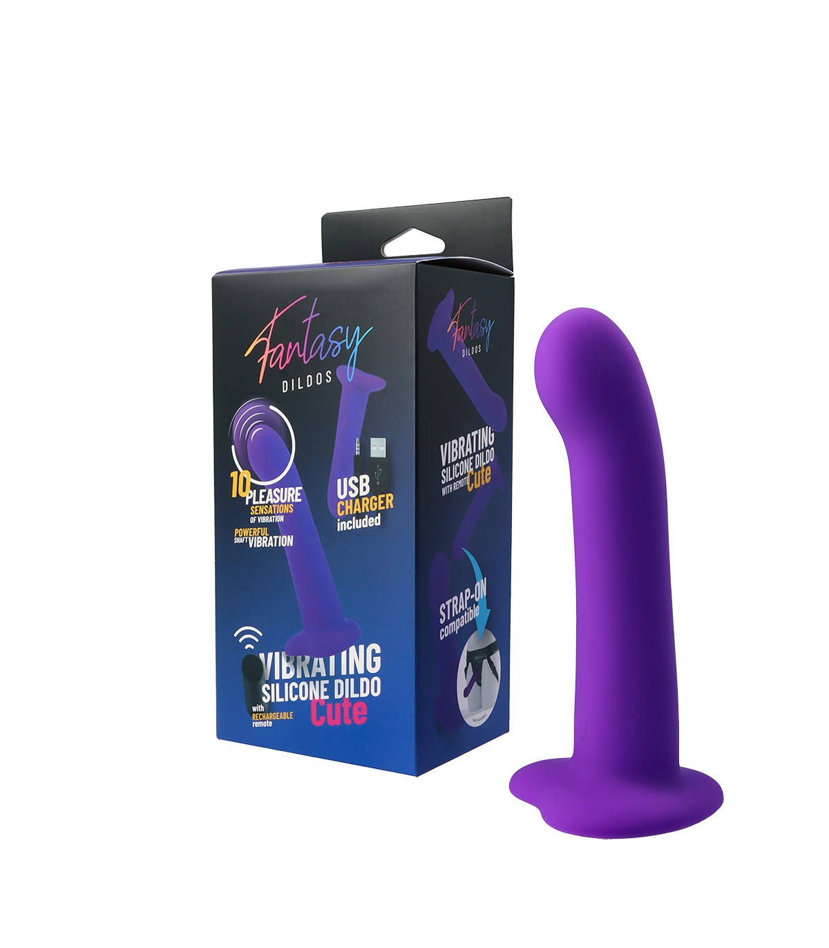 Consolador realista Virgite - Fantasy Dildos Vibrating Silicone Dildo "Cute" W/ Remote Control | Textura natural y placer profundo