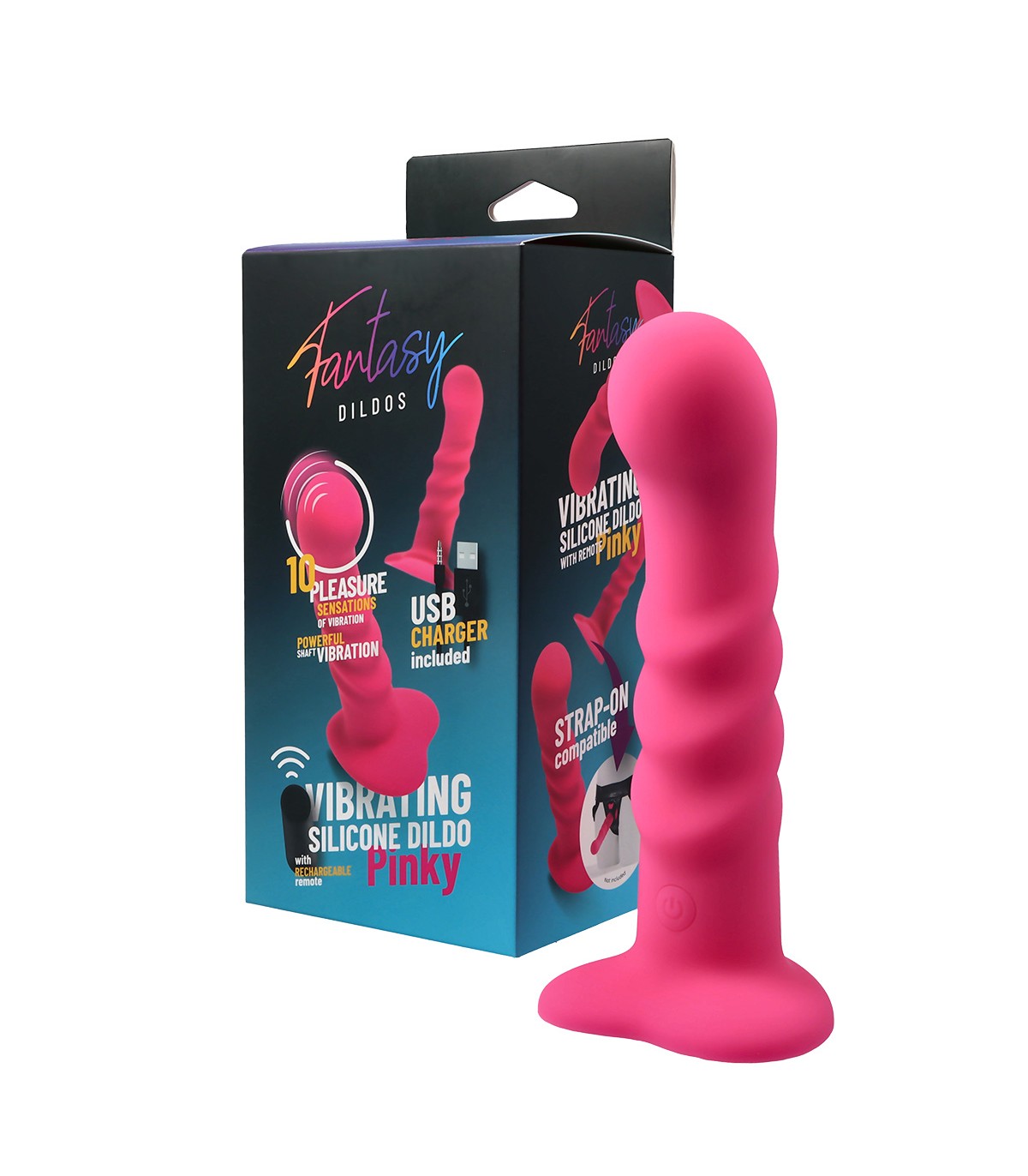 Consolador realista Virgite - Fantasy Dildos Vibrating Silicone Dildo "Pinky" W/ Remote Control | Textura natural y placer profundo
