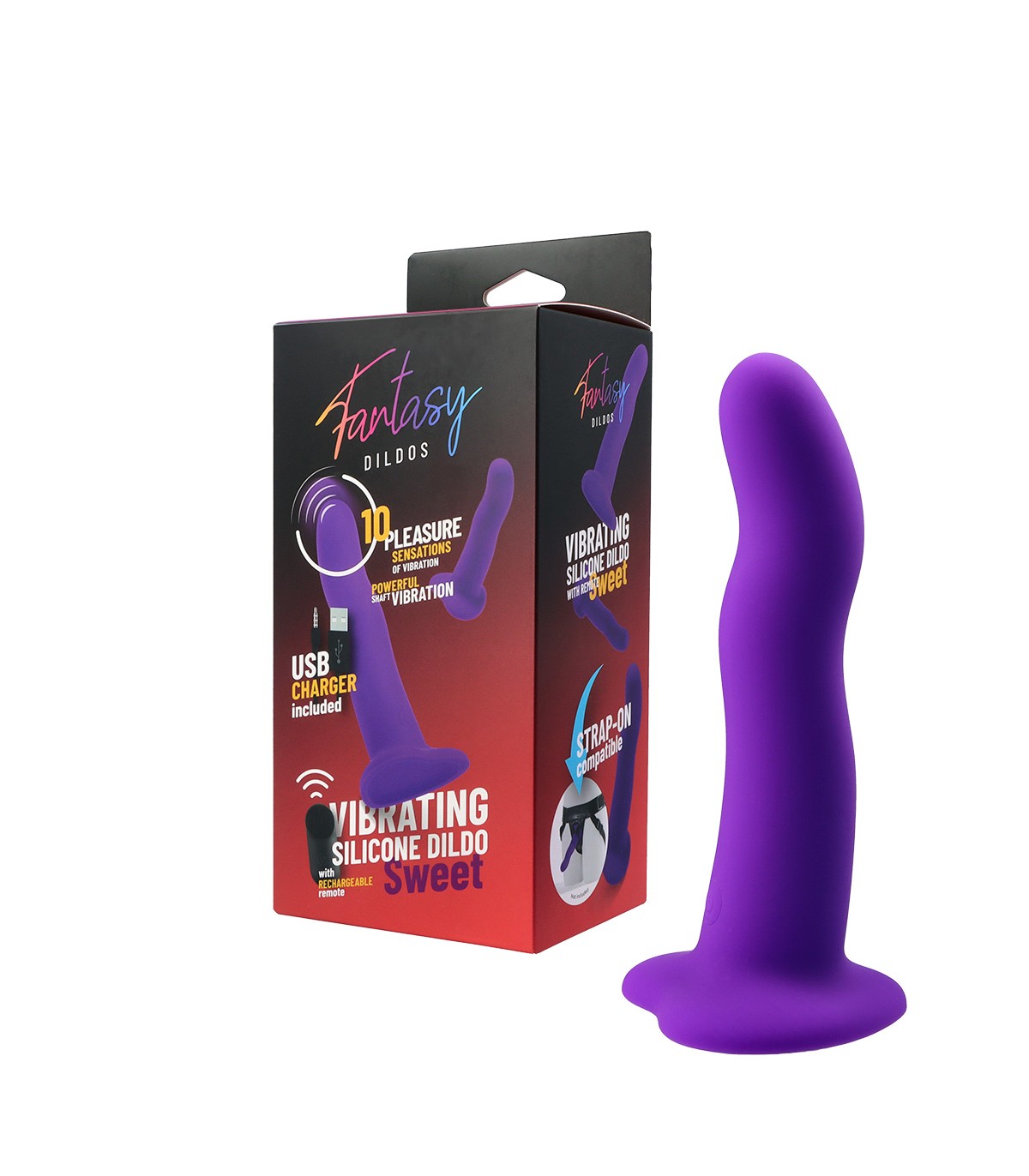 Consolador realista Virgite - Fantasy Dildos Vibrating Silicone Dildo "Sweet" W/ Remote Control | Textura natural y placer profundo
